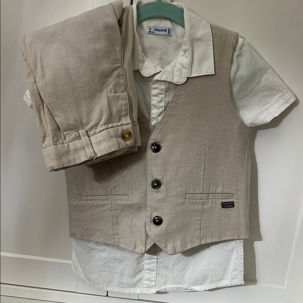 Mayoral Tan and White Button Down Shirt